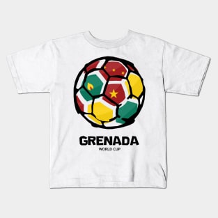 Grenada Football Country Flag Kids T-Shirt